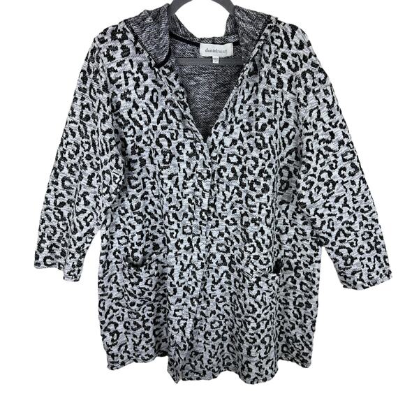 Daniel Rainn Animal Print Leopard Hooded Oversized Woven Jacket Cardi Size 2X - Picture 1 of 8